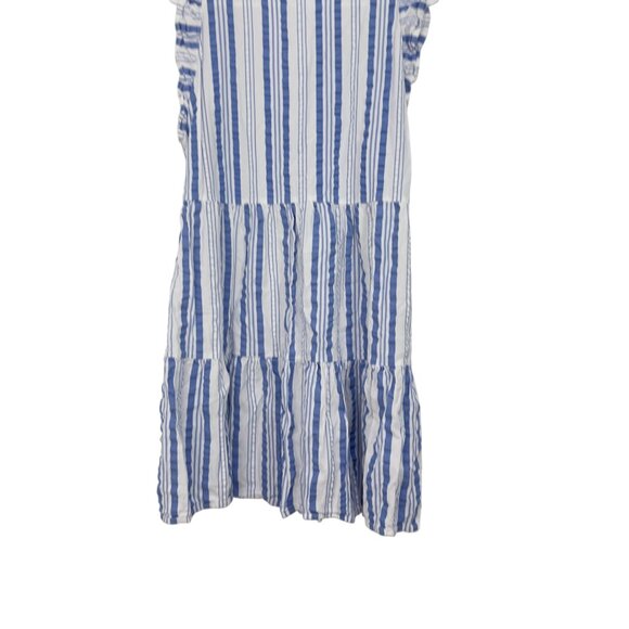 Blue & White Striped Ruffle Sleeveless A-Line Dress By Time And Tru Size S (4-6) - Picture 9 of 9